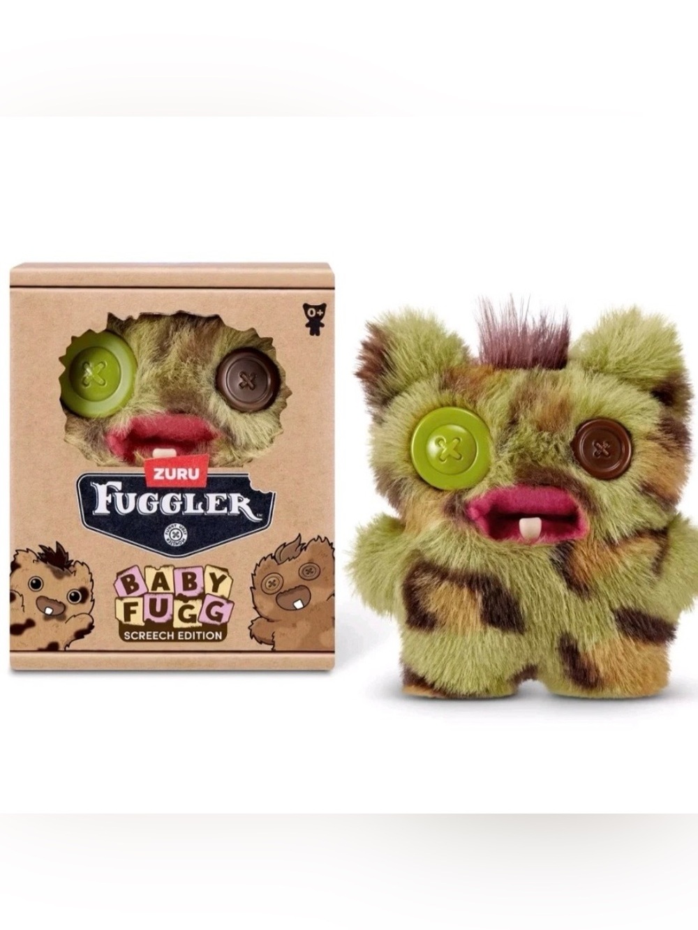 New Fuggler Baby Fugg Screech Edition 3.5" Camo Green Brown Cheetah Plush Toy